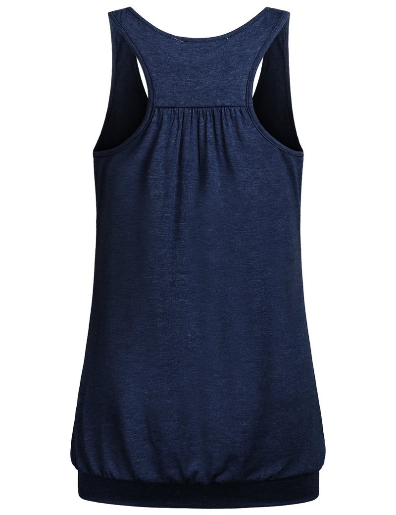 Miusey Stylish Racerback Tank Top, Yoga Sleeveless Shirt, Loose Slouchy Wide Neck, XXL Plain Blue - Image 2